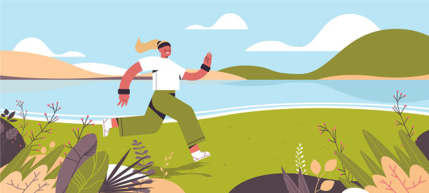 女运动员花时间在户外跑步的女孩图片下载