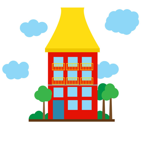 在一个有趣的卡通中设置多色的房子图片下载