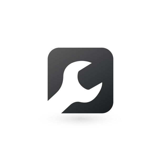 扳手网页按钮或Logo，维修车间定制按钮，技术工具图标，设备标签。库存矢量插图，白色背景隔离。图片下载