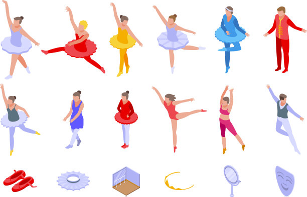 芭蕾舞偶像设置等距风格图片下载
