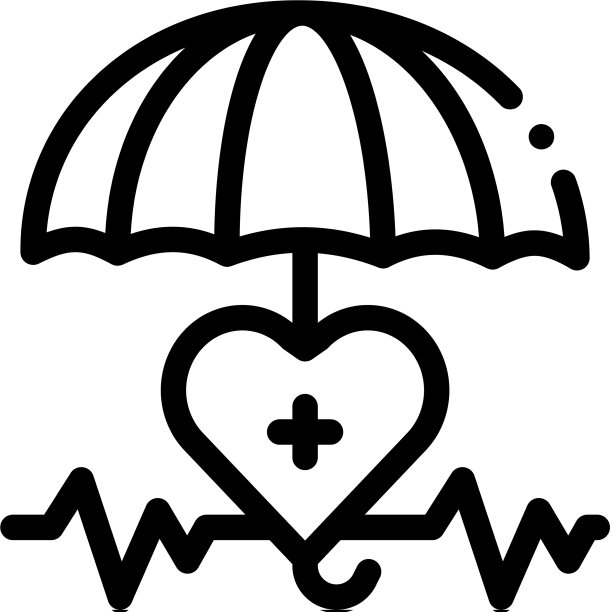 心脏心肺和雨伞图标轮廓图片下载