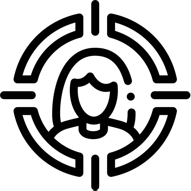 女人在目标瞄准图标轮廓图片下载