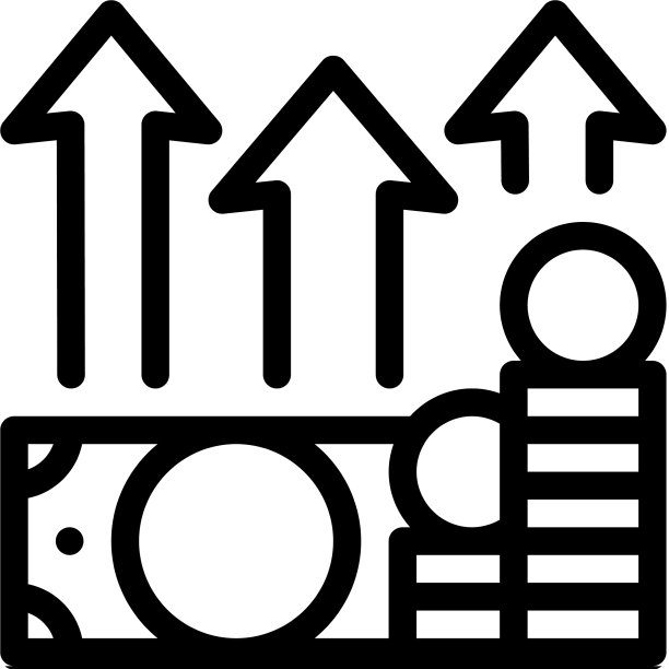 资金增长箭头轮廓图标图片下载