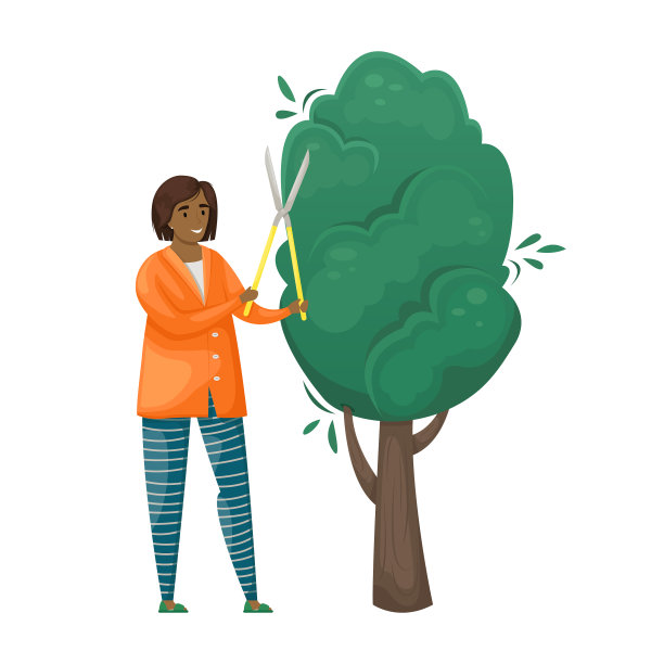一个女孩用修枝器砍树图片下载
