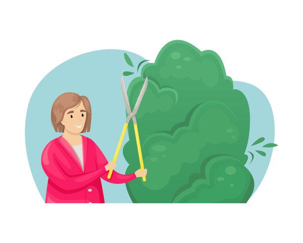 一个女孩用修枝器砍树图片下载