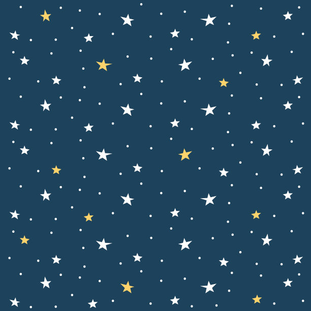 无缝深色图案与白色和黄色星星设计和印刷图片下载