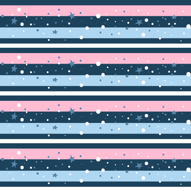 无缝图案与重复色线在蓝色，粉红色和白色。雪花和星星的背景设计图片下载