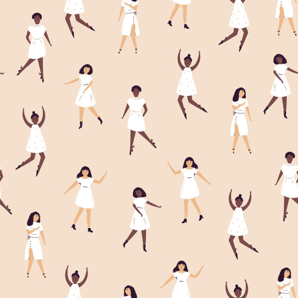 无缝图案与美丽的舞女。矢量插图在一个平坦的风格图片下载