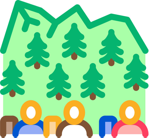 人们在山上森林的图标轮廓图片下载