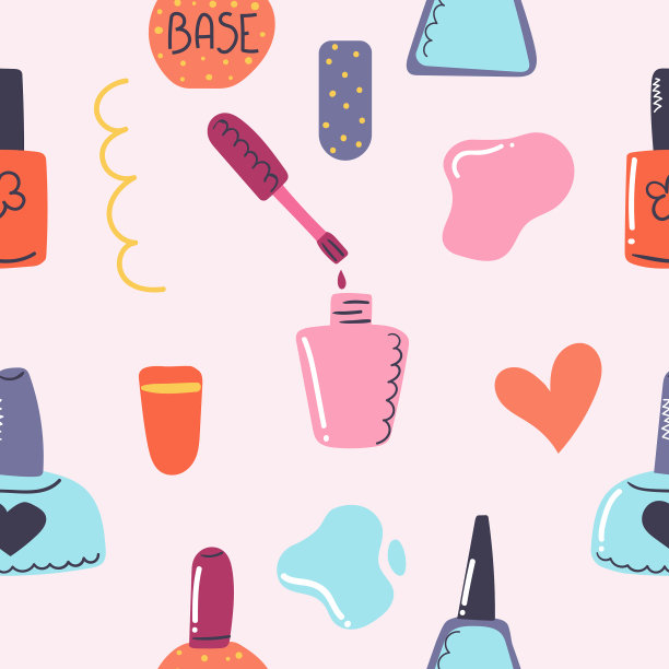 手绘无缝图案的指甲油。现代平面插图。图片下载