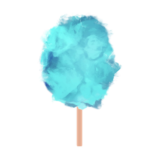 蓝莓棉花糖。蓝色棉花糖孤立在白色背景。公园里的夏日小吃。香甜可口的街头小吃。矢量图图片下载