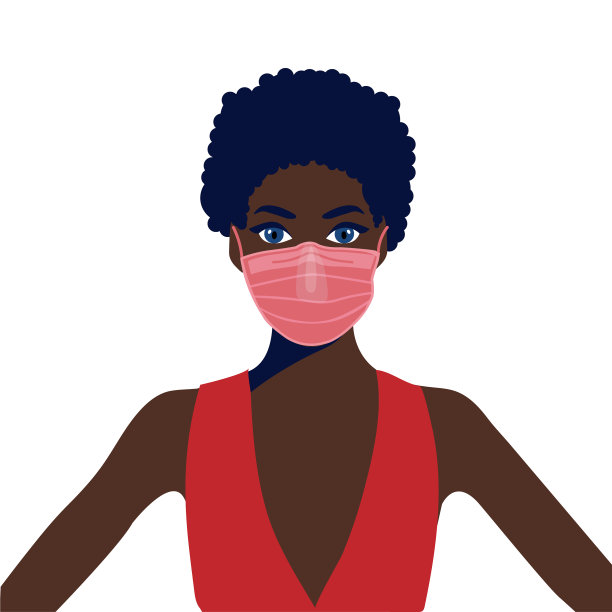 戴口罩的非洲裔美国女孩图片下载
