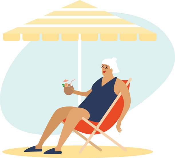 一位老妇人正在享用椰子鸡尾酒图片下载