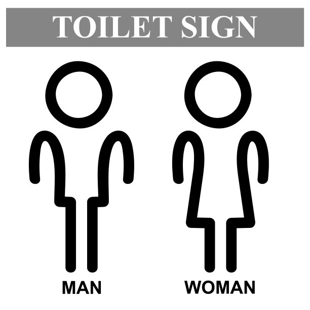 简单的图标风格的厕所标志为男性和女性图片下载