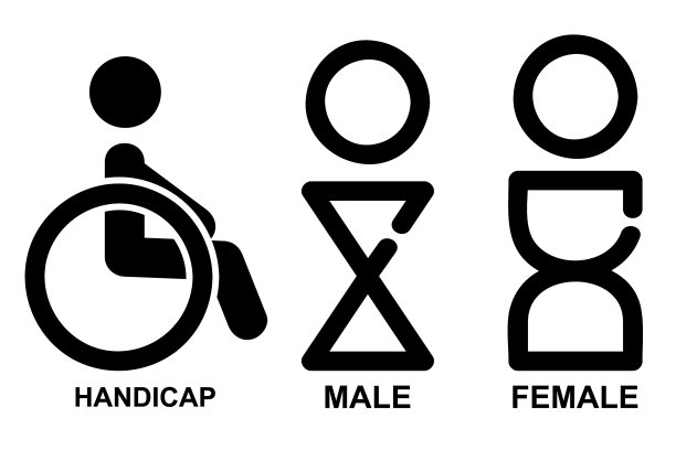 简单的图标风格的厕所标志为男性女性图片下载