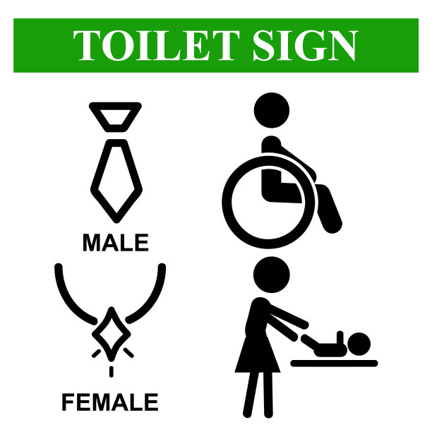 简单的图标风格的厕所标志为男性女性图片下载