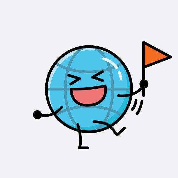 可爱的地球图标吉祥物人物在平面图片下载