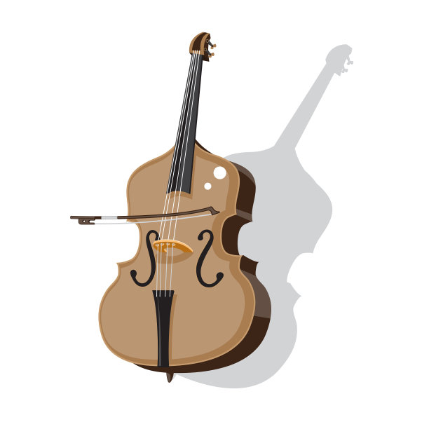 低音和弓在一个孤立的白色图片下载