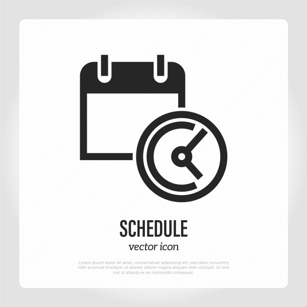 日程细线图标日历和时钟图片下载