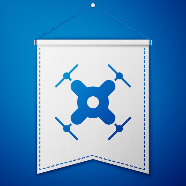 蓝色无人机飞行图标隔离在蓝色背景图片下载