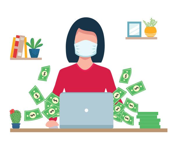 带着医用口罩在笔记本电脑前工作的女孩得到了很多图片下载