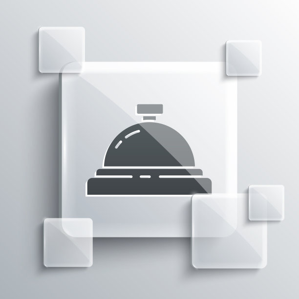 灰色的酒店服务钟图标孤立在灰色上图片下载