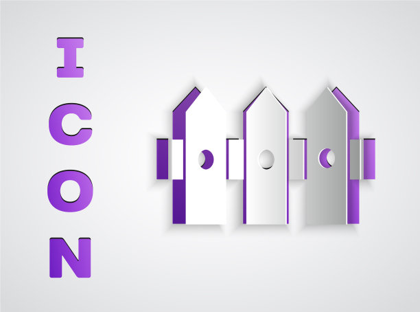 剪纸花园栅栏木制图标孤立上图片下载