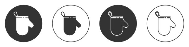 黑色烤箱手套图标孤立在白色背景图片下载