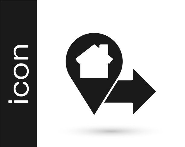 灰色地图指针与房子图标隔离在白色图片下载