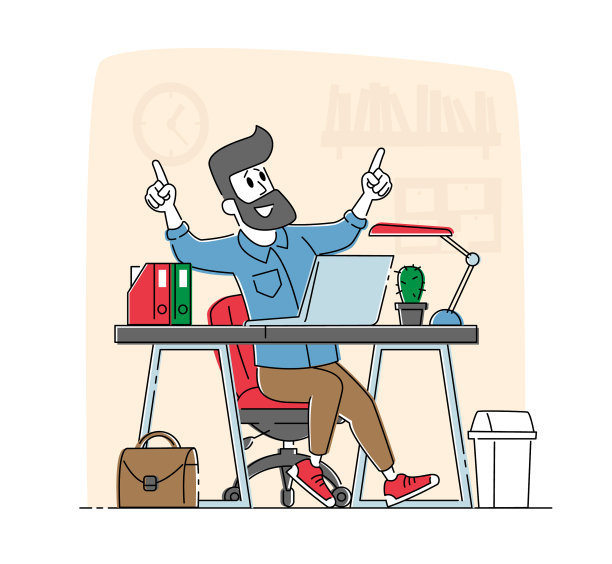 轻松的商人或自由职业者性格图片下载