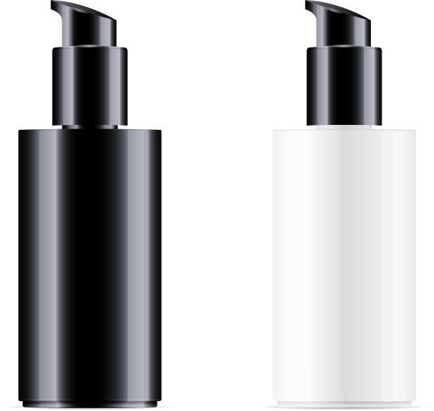 化妆品瓶与黑色泵分配器盖图片下载