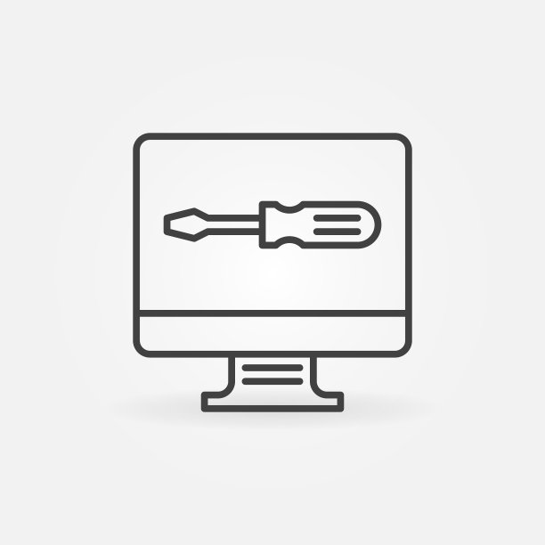 电脑与螺丝刀轮廓图标图片下载