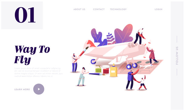 飞机着陆页面模板很小图片下载