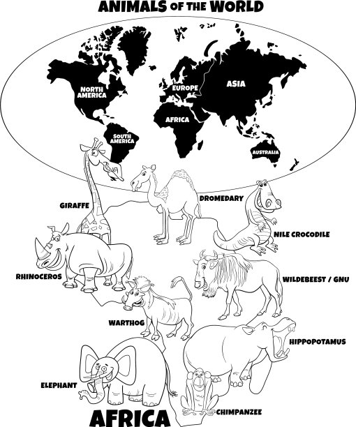 教育非洲动物彩色书图片下载