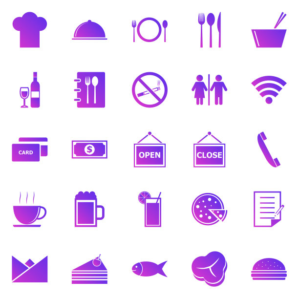 餐厅渐变图标上的白色背景图片下载