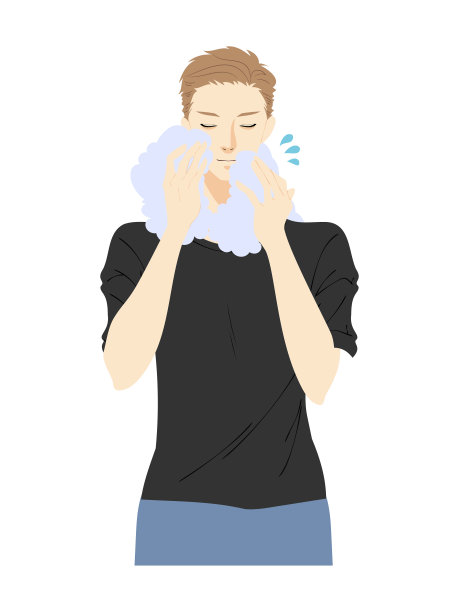 一个年轻男子做皮肤护理的插图图片下载