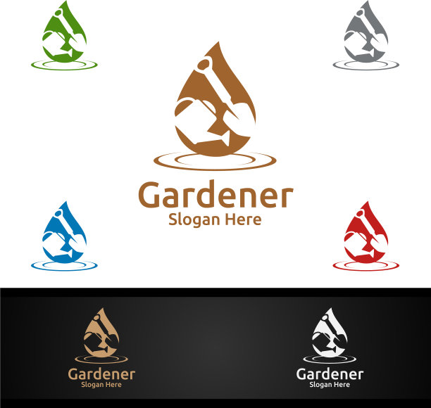 水园丁标志与绿色园林环境图片下载