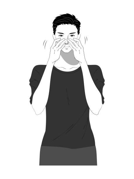 一个年轻人做皮肤护理的黑白插图图片下载