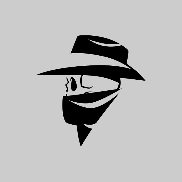 牛仔亡命之徒骷髅头标志在灰色的背景图片下载