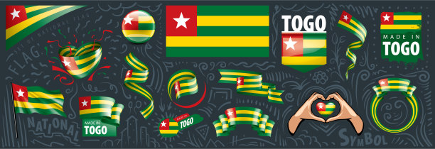 多哥国旗设置在不同的图片下载