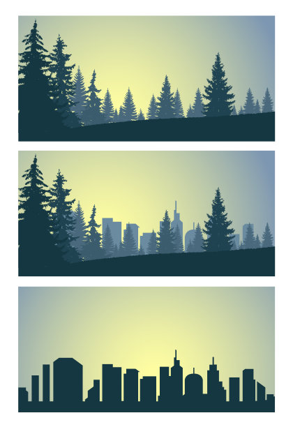 三个全景城市横幅图片下载