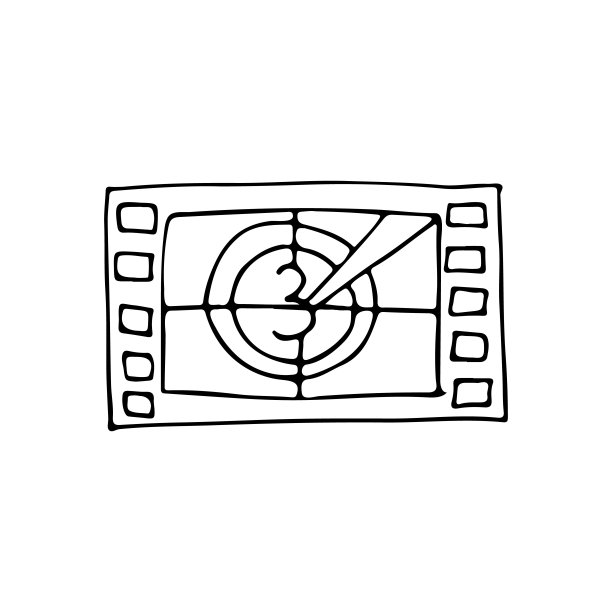 在3个矢量图标上的涂鸦电影倒计时。手绘电影倒计时3个矢量图标。涂鸦电影图标图片下载