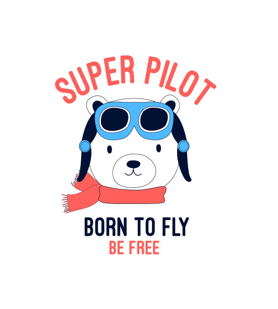 手绘试点熊印花设计与口号图片下载