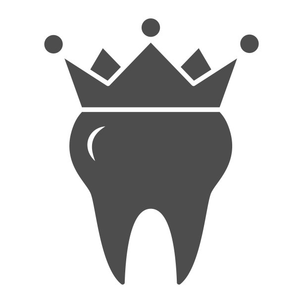 牙冠上的实体图标，国际牙医日概念，牙齿健康标志上的白色背景，牙与皇冠图标在字形风格的移动概念和网页设计。矢量图形。图片下载