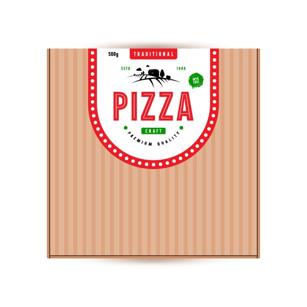 披萨盒的标签设计图片下载