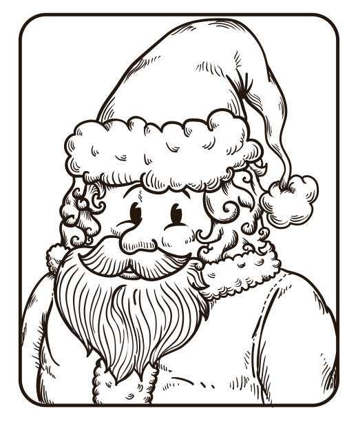 圣诞老人肖像在手绘风格内框架图片下载