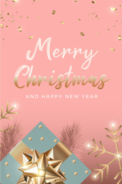 圣诞快乐粉红横幅图片下载