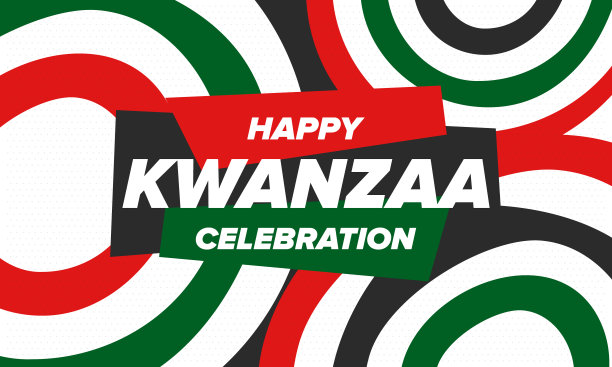 宽扎节快乐庆典。非洲和非裔美国人文化节日。7天的节日，庆祝每年的12月26日至1月1日。黑人历史。海报，卡片，横幅和背景。向量图片下载