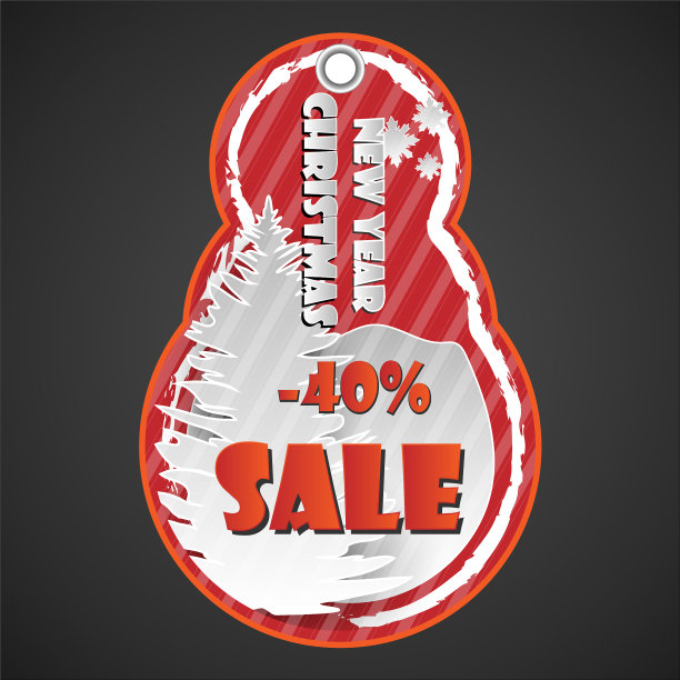 白雪公主形状红色新年销售纸标签图片下载