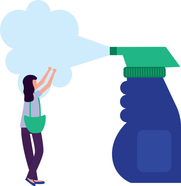 女人和洗手液喷雾瓶图片下载